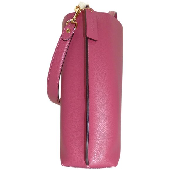 NWT Coach Mollie Bucket Bag Rouge Pink Leather Quiet Luxury Convertible Tote - Picture 6 of 13